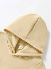 SHEIN Girls Casual Fashion Blue Butterfly Print Hooded Sweatshirt For Early Autumn, Mommy & Me Style - Champagne - View 5