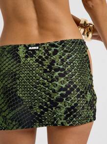 AiiRZ Bikini-Set mit Schlangenmuster, Zweiteiler Badeanzug für Strandurlaub, Cut-Out Seitendetails, Strandurlaub, Poolparty, Sommer Kollektion, Rückendetail mit Riemen, Strandmode - Grün - Übersicht 4