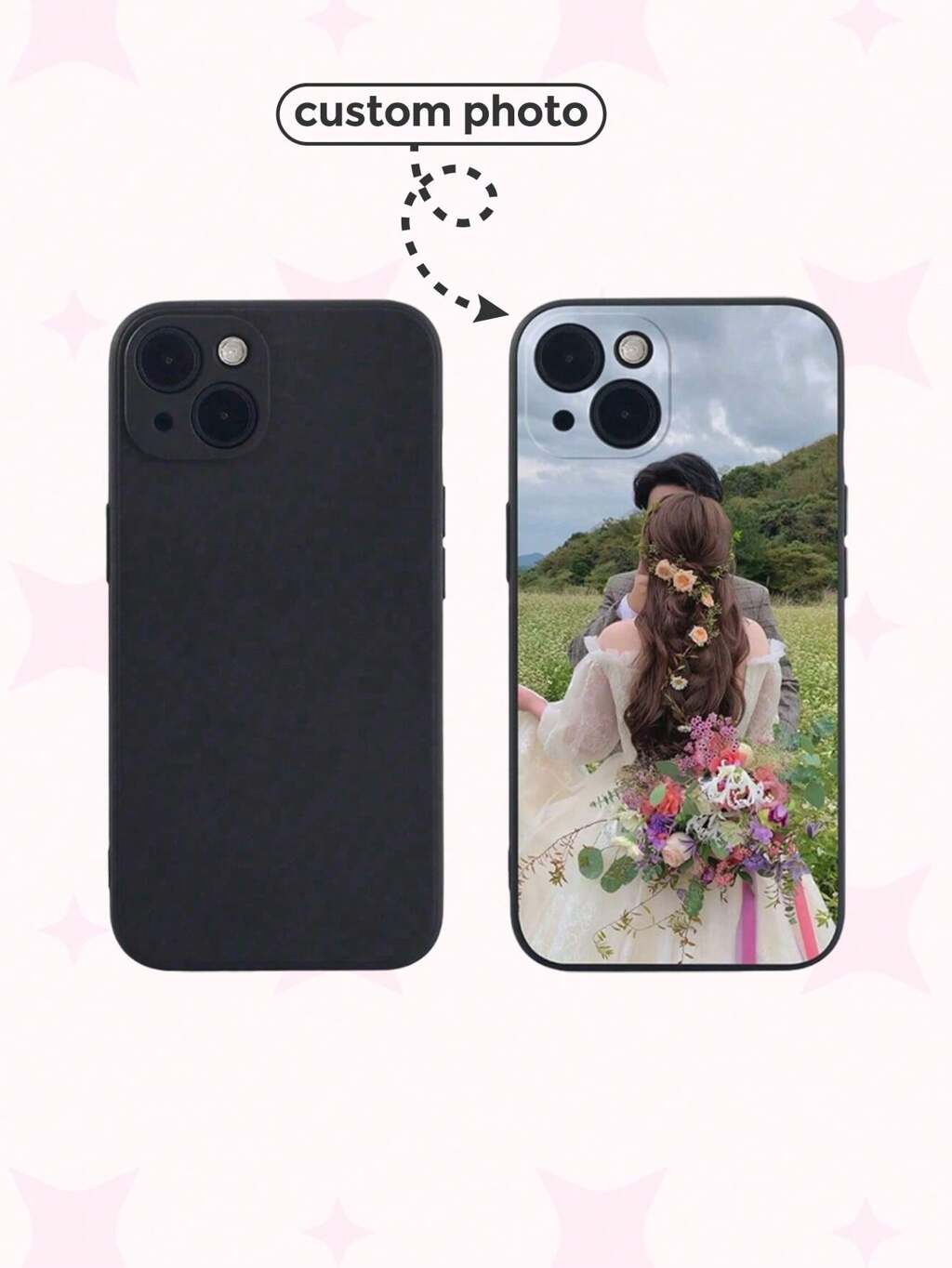 Black DIY Phone Case Customized Phone Cases 1pc Fashionable Personalized Black Soft Phone Case Customized With Various Life, Family, Scenery, Wedding Photos Cat, Floral Khaki, Clear Fashionable, Stylish, Colorful, Matching Phone Cases, Contracted Custom, Personalized, Unique, Gifts For Friends For Mother's Day Phone Cover, Season Picks, 2025phonecase, Forever Love Wedding Gift Anniversary, International Version, Not The Domestic Version Spring Easter Gift