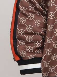 SHEIN 男童虎纹连帽运动衫搭配休闲裤，适合 4-7 岁男童秋、春、冬季的时尚服装 - 彩色 - 查看 7