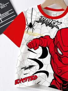 Bubblio Young Boy Casual Minimalist Cool Spider Print Round Neck Short Sleeve Loose T-Shirt, Suitable For Summer - Multicolor - View 4