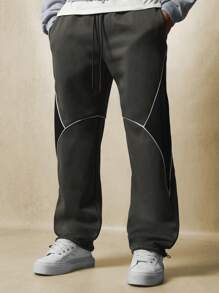 SUMWON Pantalones deportivos de entrenamiento con paneles, de pierna ancha, tipo jogger, de estilo streetwear y athleisure, para entrenamiento, gimnasio, correr y estar en casa