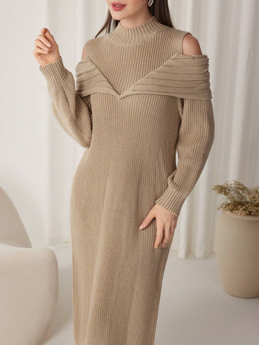 Modelyn Robe élégante à manches lanternes pour femmes, décontractée et pour un port quotidien - Nude - Voir 1