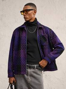 AKNOTIC Business Casual Áo khoác ve kẻ caro dệt dày cho nam, phù hợp cho mùa thu đông - Nhiều màu - Xem 2