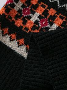 Flirla Suéter de cuello redondo con caída de hombros, con estampado de zorro y hojas, talla grande, para otoño e invierno