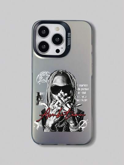 Grunge Punk 1pc Dark Black IMD Fruit Crystal Protective Phone Case