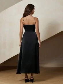 Chiquease Elegant New Design Waist Splicing Leopard Print Ruffle Hem A Line Slip Dress Holiday Party Birthday Formal Occassion Dress  - Multicolor - View 5