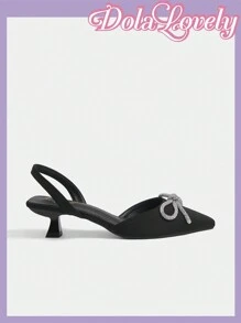 Dola Lovely Talons stilettos à bout pointu noir avec nœud papillon pour femmes