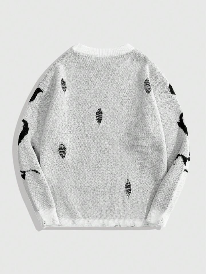 Our Grunge Punk Men's Spider Graphic Crew Neck Long Sleeve Casual