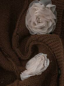 SHEIN Unity Plus Size Unique Floral Decor Cardigan Sweater, Fashion For Autumn/Winter