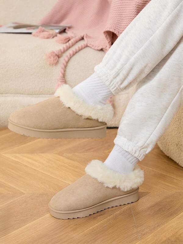 CUCCOO Quty Women Plain Color Winter Warm Snow Boots, Fashionable Fur Boots