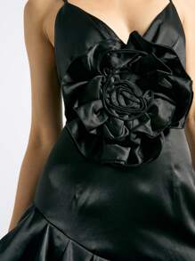AiiRZ Boho Plunge Neck Ruffle Hem Maxi Dress With Corsage