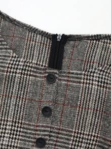 SHEIN LUNE Plus Size Casual Plaid Patchwork Long Dress, Winter - Black - View 4