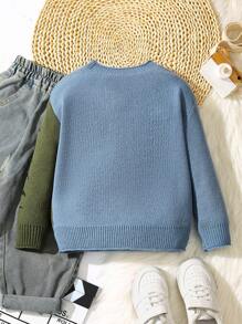 Maglione carino con collo tondo, a maglia calda, con motivo cartoni animati di animali verdi, adatto per bambini/ragazzi, perfetto per feste, compleanni
