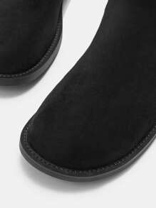 CUCCOO BIZCHIC Black Faux Suede Comfortable Platform Ankle Boots, Slip-On Style For Women