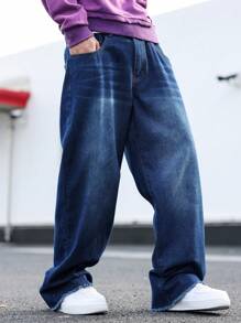 Manfinity EMRG Men's Simple Pockets Casual Jeans, Daily Wear - Blue - View 8