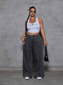 SHEIN ICON Plus Size Simple Fashion Casual Everyday Jeans