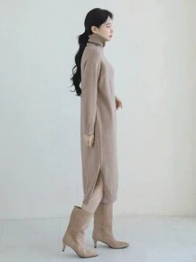 DAZY Abito maglione donna a collo alto, maniche lunghe, oversize, abiti autunnali