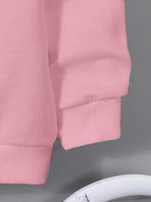 SHEIN EZwear 休闲简约豹纹图案连帽宽松长袖女式运动衫 - 淺粉色 - 查看 3
