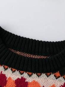 Flirla Suéter de cuello redondo con caída de hombros, con estampado de zorro y hojas, talla grande, para otoño e invierno