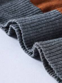 Manfinity Homme Suéter informal de manga larga con cuello redondo y rayas, tallas grandes para hombre, otoño/invierno