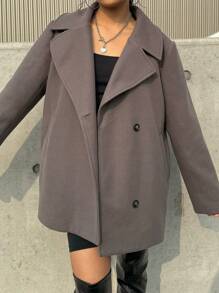 INAWLY Women's Solid Color Front Button Casual Versatile Long Sleeve Regular Jacket