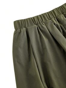 COSMINA Casual veelzijdige effenkleurige peplum shorts met bloemenmotief