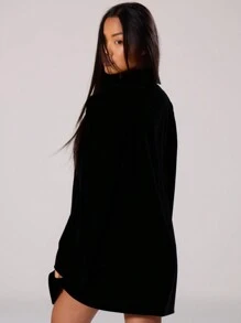 MUSERA Velvet Oversized Blazer Dress Elegant Business Casual Summer Spring Vacation Graduation Prom Wedding Guest Birthday - Black - View 2