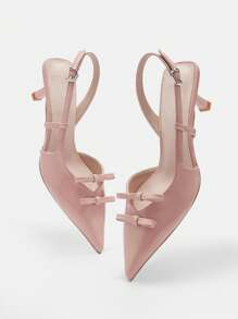 CUCCOO CHICEST Women's High Heel Pumps With Bow Detail, Pointed Toe, Thin Heel, Open Heel Design, Fashion Elegant Burgundy High Heels Spring Shoes Spring Break Easter