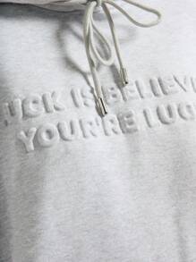 AiiRZ Cozy Debossed Lettering Pullover Hoodie Motivational Statement Loungewear Drawstring Long Sleeve Athletic Workout Autumn Winter Casual Sports