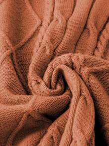 Rometta Plus Size Solid Color Pullover Sweater, Simple & Fashionable For Casual Daily Wear Knit Pullover Fall Winter Autumn - Redwood - View 3