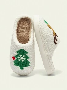 CUCCOO Quty Minimalistische pantoffels met patroondetail voor dames, casual dagelijks gebruik voor de kerst- en nieuwjaarsvakantie, herfst en winter