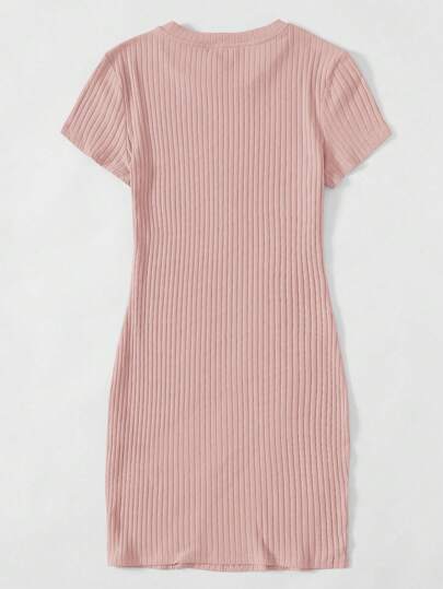 Vestido unicolor tejido de canalé