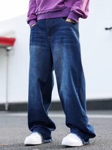 Manfinity EMRG Men's Simple Pockets Casual Jeans, Daily Wear - Blue - View 3