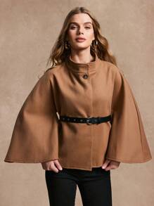 Calvaya Women's Solid Waist Belt Jacket, Stylish For Autumn/Winter