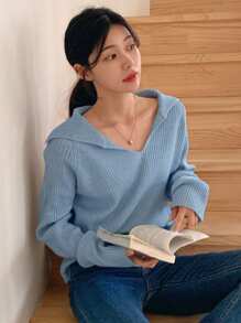 DAZY 女士纯色插肩袖长袖短款宽松针织毛衣，秋冬