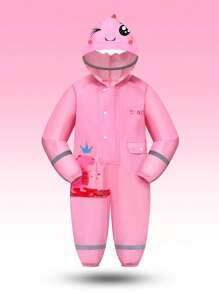 Macacão longo, impermeável e à prova de chuva, simples e fofo para meninas, na cor rosa