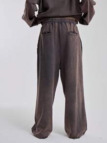 Musero Men Acid Wash Wide Leg Sweatpants - Multicolor - View 4