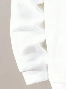 SHEIN Leap Crew 2 件套青少年男孩休闲撞色圆领运动衫和军绿色运动裤套装，适合秋冬季，保暖，学校，家居，日常穿着，运动，生日派对，百搭简约羊毛 - 寶藍色 - 查看 3