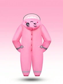 Macacão longo, impermeável e à prova de chuva, simples e fofo para meninas, na cor rosa