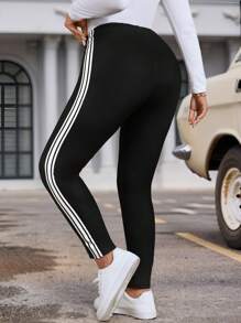SHEIN LUNE Leggings deportivos casuales de talla grande, adecuados para atuendos de aeropuerto en otoño/invierno, atuendos de Acción de Gracias, ropa de Año Nuevo, ropa casual de primavera/verano para uso diario. Leggings ceñidos de cintura alta elásticos y de punto, adecuados para deportes, yoga y actividades al aire libre.