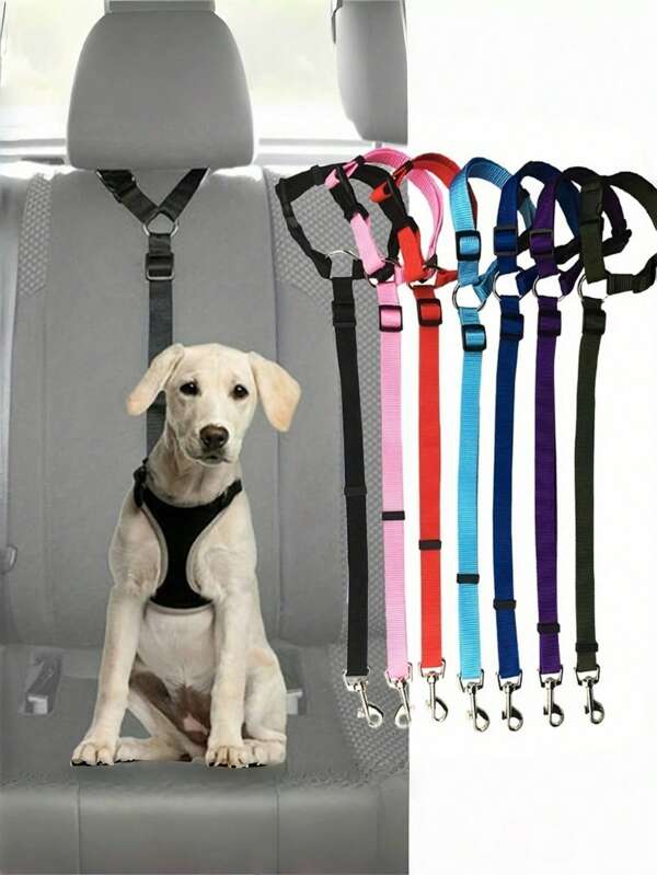 1 Stück einstellbarer Haustier-Gurt für Auto - 6 Farboptionen, langanhaltend & einfach zu tragende Hunde/Katzen-Geschirre für Fahrzeugfahrten, stoßfest & Kauen beständiges Band für kleine/mittlere/große Haustiere