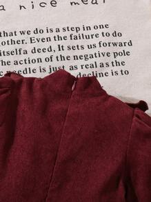 SHEIN LMoss Kids LMoss Young Girl Young Girl Solid Color Bodycon Dress With Ruffle Hem, Casual - Burgundy - View 9