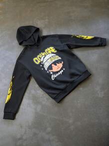 PAVTROS Ensemble décontracté d'homme pour l'automne/hiver avec Sweat-shirt à capuche à imprimé de lettres de bande dessinée à manches longues et pantalon de survêtement