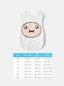 ADVENTURE TIME X SHEIN Cartoon Pattern Pet Tank Top, White, Gifts