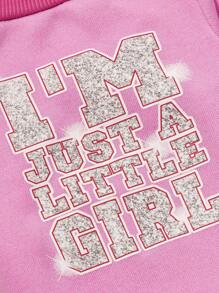 PETSIN 1pc Pet Dog Cat Sequin Adorable Graphic Crewneck Pullover Sweatshirt, Pink