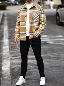 Manfinity Homme Áo khoác dài tay màu khối thường ngày cho nam mặc hàng ngày vào mùa đông - Nhiều màu - Xem 4