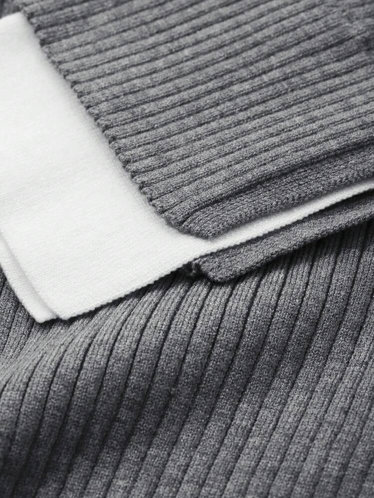 Women Contrast Color Patchwork Knitted Pullover Sweater,Fall Clothes