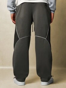 SUMWON Pantalones deportivos de entrenamiento con paneles, de pierna ancha, tipo jogger, de estilo streetwear y athleisure, para entrenamiento, gimnasio, correr y estar en casa