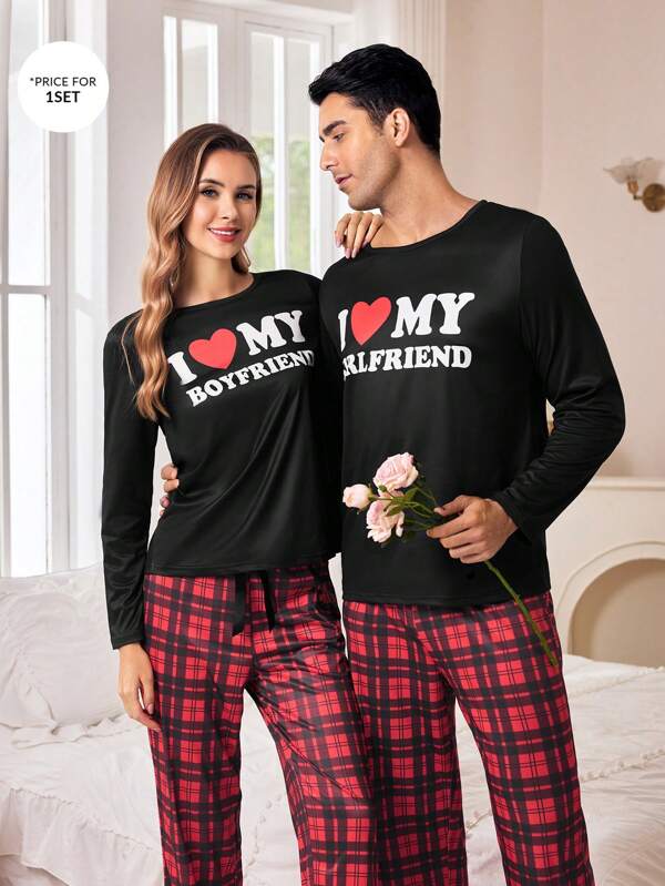 CoupledUp Set informal de 2 piezas de ropa de descanso con estampado de cuadros para hombres